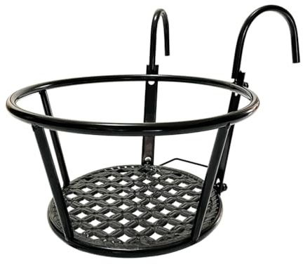 VICASKY Lot de 2 Supports de Pots Fleurs Suspendus Amovibles pour l'intérieur et l'extérieur - Construction en métal Robuste avec Crochets pour balustrades et Accessoires muraux