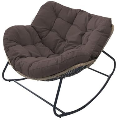 Sedia a dondolo imbottita oversize con struttura in acciaio per adulti, ideale per patio, giardino, soggiorno e ufficio, comoda seduta per interni ed esterni