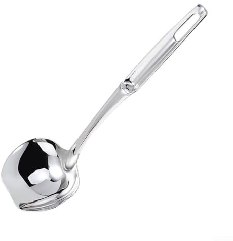 Mestolo in acciaio inox a forma di mela – separatore di olio con manico lungo, strumento di cottura per scremare il grasso da zuppe e brodi (mestolo 316)