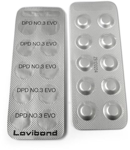 DPD 3 EVO Photometer Tabletten - Lovibond Tintometer - Reagenztabletten zur Analyse von Gesamtchlor - Für elektronische Pooltester & Photometer (50)
