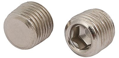 sourcing map 2 Stück 1/8BSP Metall Innensechskant Set Flachspitz Madenschrauben Silber Ton für Handtuchhalter Türgriff