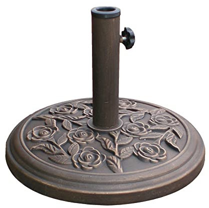 Garden Mile® - Base per ombrellone da giardino, quadrata, rotonda, effetto granito, ghisa effetto rattan