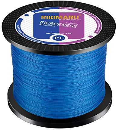RIKIMARU Braided Fishing Line Abrasion Resistant Superline Zero Stretch & Low Memory Extra Thin Diameter Blue 327Yds 20LB