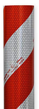 reflecto Kfz-Warnmarkierung als Meterware - rechtsweisend, 423mm | rot-weiß nach DIN 30710 und selbstklebend – hergestellt aus Orafol ORALITE 5921M