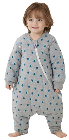 Duomiaomiao Babysovsäck med fötter 3,5 r-värde, vintersovsäck 100 % bomull baby, flicka med sovsäck, tecknat blad (pentagram/75 cm)