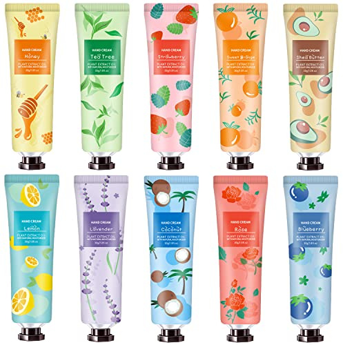 10 Pack Hand Cream for Dry Cracked Hands,Mothers Day Gifts,Teacher Appreciation Gifts,Nurses Week Gifts,Birthday Gifts for Women,Natural Plant Fragrance Mini Hand Lotion Moisturizing Hand Care Cream