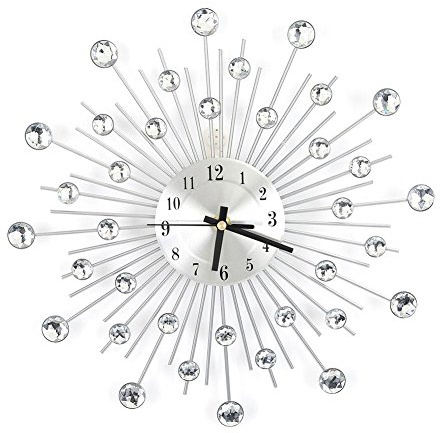 Dioche Orologio da Parete in Metallo a Stella Diamante, Orologio Stella di Cristallo Decorazione Casa, Tempestato di Diamanti Arredamento Camera da Letto Soggiorno