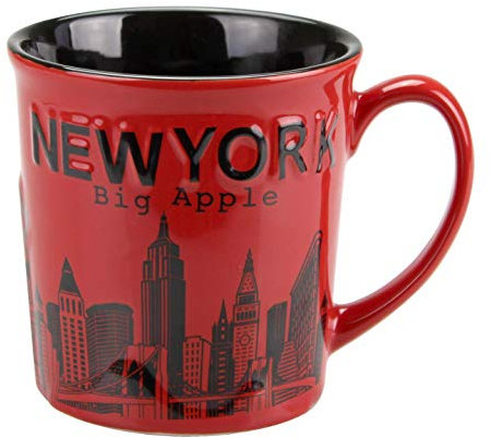 Torkia - New York Big Apple City Skyline Jumbo Ceramic Mugs - 12oz (Red)