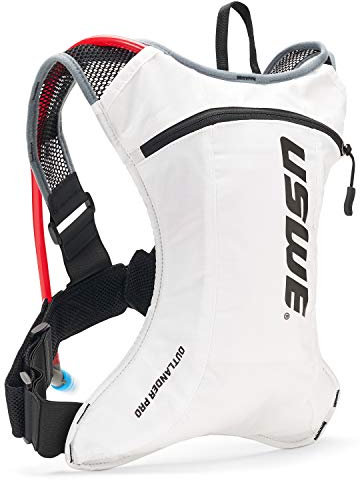 USWE Outlander Pro, Hydration Pack with 2.0L/ 70 oz Hydration Blasen, Weiß. Bounce Free. for MTB, Mountain Bike Marathon Racing