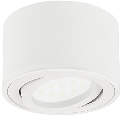 KYOTECH Spot LED en Saillie Orientable Ø80x50mm Plafonnier Luminaire Apparent incluse 5W Remplaçable LED Module 3000K Blanc Chaud 400LM Plafonnier Spot LED Downlight blanc