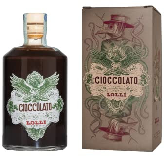 LOLLI Liquore al cioccolato, Liquore artigianale, bottiglia limited edition in astuccio serigrafato, 500 ml. 15% vol.