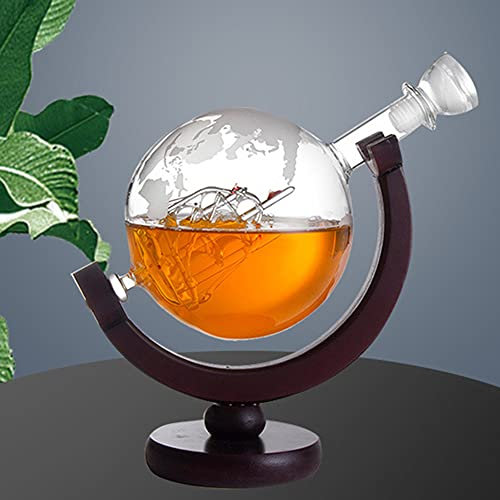 BLOOOK Caraffa per liquori a globo di whisky, 850 ml, con cristalli di alcool, erogatore di whisky antico per liquori, borboni, vodka, accessori per bar