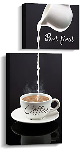 Pinetree Art Wanddekoration Coffee Bar – But First Coffee-Schild – Küche Leinwand Wandkunst für modernes Zuhause Esszimmer