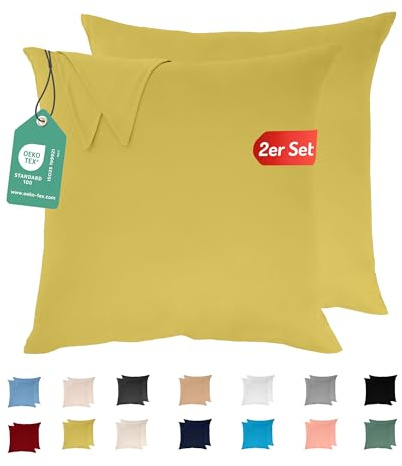 Livessa 2er Set Kissenbezug 80x80 aus%100 Baumwolle Jersey Stoff - Verdeckter Reißverschluss, Kopfkissenbezug 80x80 cm, Kissenhülle, Ultra weich und atmungsaktiv, Oeko-Tex Zertifiziert
