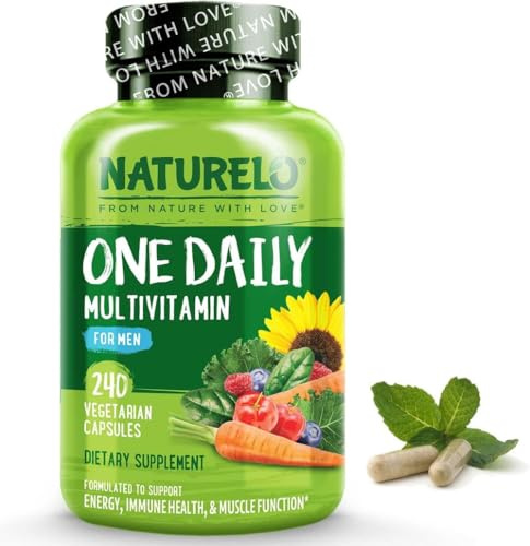 NATURELO One Daily Multivitamin for Men | 240 Capsules | 8 Months | 23 Nutrients | Whole Food Ingredients | Methylated Folate & B12 | One a Day