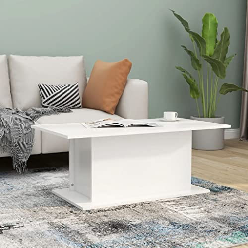 Makastle Couchtisch Wohnzimmertisch Tisch Sofatisch Kaffeetisch Beistelltisch Loungetisch für Wohnzimmer Schlafzimmer, Weiß 102x55,5x40 cm Spanplatte