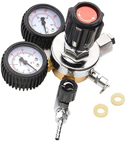 Druckminderer Druckregler CO2 Kohlendioxid Druckminderer Dual Manometer W21.8 R134A A/C Druckregler Bier Zapfanlage für Zapfanlagen,Bierbrauen, Bierzapfanlage