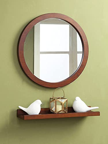 Marco de madera natural, espejo de pared, espejo de sobremesa, espejo redondo de nogal, colgante, de sobremesa, espejo decorativo vintage, for dormitorio, recibidor, baño, etc. ( Color : Walnut , Size