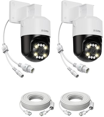 ZOSI 2Pack C296 5MP 3K PoE PT Add-On Camera Outdoor, AI Face Human Vehicle Detection & Siren Alarm, Starlight Night Vision, Auto Track, Floodlights, 5X Digital Zoom, Pan/Tilt, Only Work with ZOSI NVR