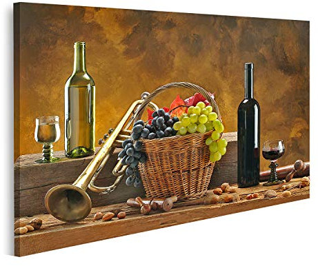 islandburner Bild auf Leinwand Stillleben Wein Trompete Wandbild Leinwandbild Bilder für Wohnzimmer GCHF-1K