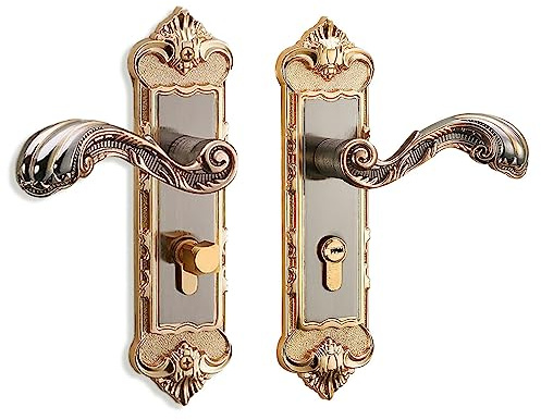 Natudeco Lever Door Lock Set European Style Door Handle Lever Door Handle with Keys European Style Lock Door Locks Vintage Door Handles for Bedrooms Interior Wooden Doors