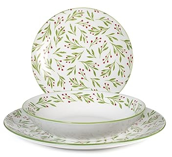 Royal Norfolk Holly Time Tafelservice, 18 Teller, Porzellan, dekoriert, Weihnachten