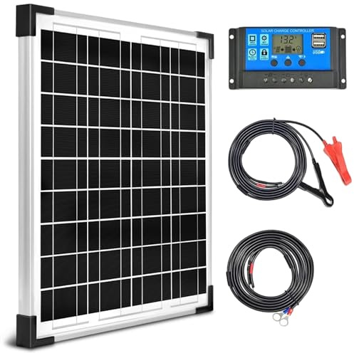 20W 12V Solarpanel Kit Batterieladegerät für 10A PWM Laderegler + Verlängerungskabel