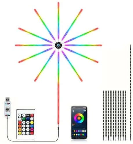 COSHANO Tira de luz inteligente LED RGB fuegos artificiales colores Bluetooth APP control de sonido mando a distancia estrella