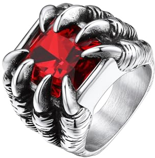 Bestyle Zirkonia Dragon Claw Bandring, Textgravur, Edelstahl, Gothic Dragon Ring Synthetischer Achat Ring für Männer, Vintage Daumen Pinky Ring, Personalisierte Geschenk für ihn, Ringgröße 54-72