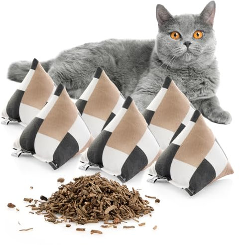 CanadianCat Company | Schmusekissen 6er Set Schmuse-Pyramide XL Karo mit Baldrian, Katzenkissen, interaktives Katzenspielzeug