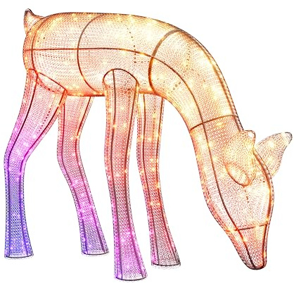 Twinkly Reindeers, LED-Leuchten in Rentierform für den Außenbereich, 160 RGB-LEDs und Warmweißes Licht, Höhe 75 cm, Kompatibel mit Alexa und Google Home, IP44, App-Steuerung, Weihnachtsbeleuchtung