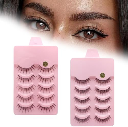 10Pestañas Postizas 8D Naturales Cat Eye Lashes Mullidas Strip Lashes Rizadas Negras Profesionales Reutilizables de Pestañas Postizas