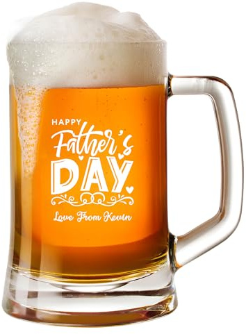 EDSG Personalised Beer Glass Personalised Pint Glass 600ML Fathers Day Engraved Beer Mug Gifts for Men Beer Tankards for Dad Grandpa Daddy Him Husband (Design 2)