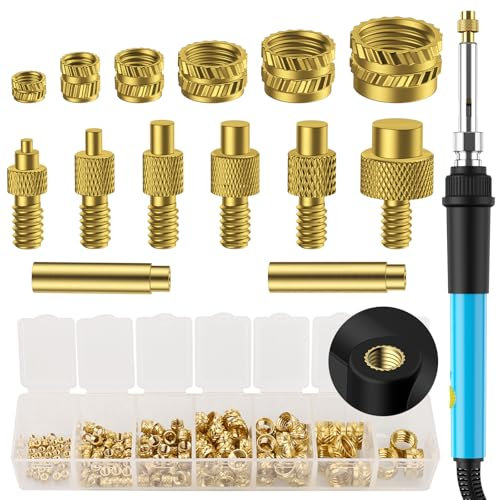 Preciva Inserto Filettato,130 Pezzi M2/M3/M4/M5/M6/M8 rivetti filettati- che fondono la plastica mediante un rapido riscaldamento quando l'inserto filettato viene inserito nella punta del saldatore.