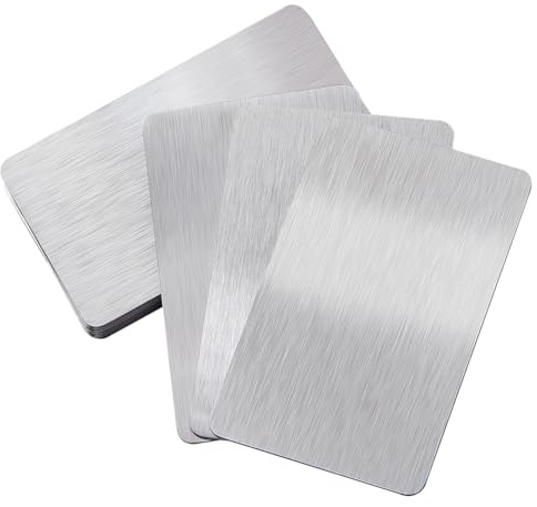 NBEADS 10 Stück Visitenkarten Aus Metall, 1mm Ultradicke Edelstahlrohlinge Namenskarten Gravurrohlinge Karten Fürs Büro Namenskarten DIY Geschenkkarten VIP Karten, 8.6x5.4cm