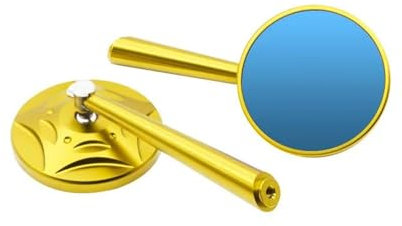 Lenkerendenspiegel Blaues Glas Motorrad-Rückspiegel 8 10mm Seitenspiegel Universal Für Suzuki SV 400 DL650XT Für V-Strom 650 1050 Für GSX150 Für GSX S950 Motorrad Rückspiegel(Golden)