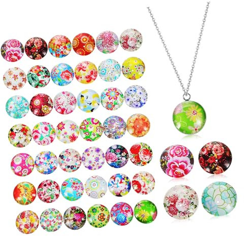 VILLFUL 50stücke Glascabochons Für Schmuckherstellung Flachrückige Glasssteine Verschiedenen Designs Für Kreative Bastelprojekte Und Schmuckdekoration