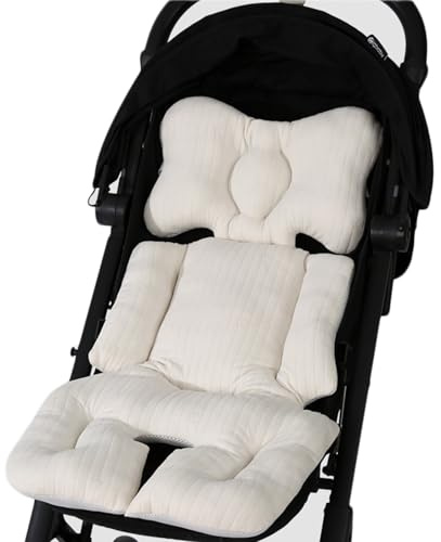 Liemuao Sitzkissen, wendbar, für Kinderwagen, Sitzbezug für Kinderwagen, mit Polsterung, Kinderkissen, Universal-Kinderwagen-Matratze, Verkleinerungskissen, Schutz für Kinder (beige)