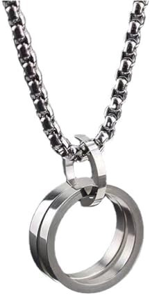 Herren Halskette Einfacher Doppelring Anhänger für Männer und Frauen Hip Hop Persönlichkeit Mode Ring Halskette Mode Paar Pullover Kette Mode