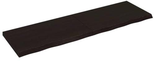 Makastle Waschtischplatte Holzbohlen Ideal für Aufsatzwaschbecken, Tischplatte Holzplatte Baumkanten-Platte für Heimwerker, Arbeitsplatten, Dunkelbraun 200x60x(2-6) cm Massivholz