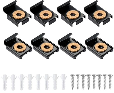 Spiegelhalterung Wand, 8 Stück Spiegelhalterung Spiegel Halterung mit Dübel und Schrauben Spiegelbefestigung für Schweren Spiegel Glas in Badezimmern und Toiletten (Schwarz)