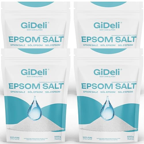 GiDeli Epsom sale da bagno Sale Epsom, solfato di magnesio puro eptahidrato, qualità farmaceutica (20 kg)