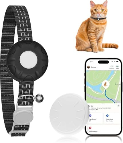 Rastreador GPS para gatos (solo iOS), mini rastreador GPS para gatos, rastreador de mascotas, sin tarifa mensual, compatible con Apple Find My, antipérdida, etiqueta de buscador para vehículos