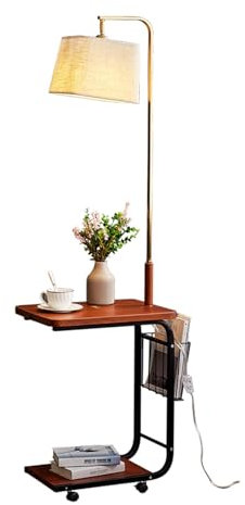Moderne Lampadaire créatif moderne avec table, lampe de bureau avec port USB, table d'appoint avec lampadaire, ampoule LED à 3 couleurs de température for sol, salon et chambre à coucher Decoration(Br