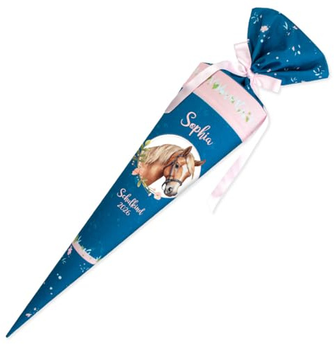 Dein Lieblingsteil Deine Schultüte aus Stoff Kuschel Velvet Wunschmotiv individualisierbar mit Wunschname personalisierbar 70 cm 85 cm – Mädchen (85 cm ohne Kissen, Modell 10: Pferd)
