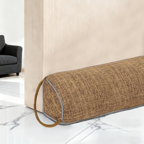 Boudin de porte 92 cm - Boudin de porte lourd - Coupe-vent - Boudin de porte pour la protection - Avec boucles de suspension pour le vent et l'isolation phonique des portes et fenêtres - Kaki