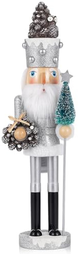 BXO Christmas Decorations Nutcracker Ornament,16.5 Inch Wooden Xmas Traditional Nutcracker,Festive Collectible Nutcracker Figures Party Tabletop Thanksgiving Decor(Pinecone)