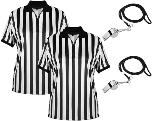 Chicingyou 6 Pcs Referee Shirt Referee Costume Men Women Ref Umpire Jersey Penalty Flag and Whistle Set for Soccer Football(M)