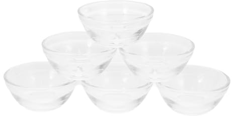 JECOMPRIS Pudding Bowls Set of 6 Clear Glass Ramekins 2.36 in Dessert Bowls for Jelly Food Containers for Microwave and Fridge Home Kitchen Serving