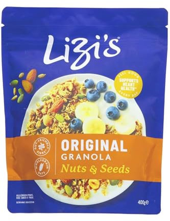 Lizi's Original Granola with Nuts & Seeds, Heart Healthy Wholegrain Oats, Vegan Friendly, 400g Pack of 5